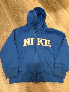 Nike Royal Blue Kids Zip-Up Hoodie with White Lettering